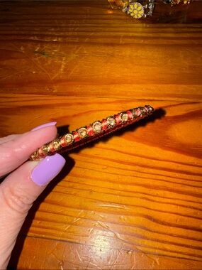 Gold and Red Crystal Hair Barrette